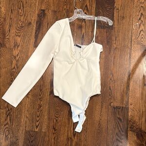 Zara Cream Ribbed Knit Bodysuit
